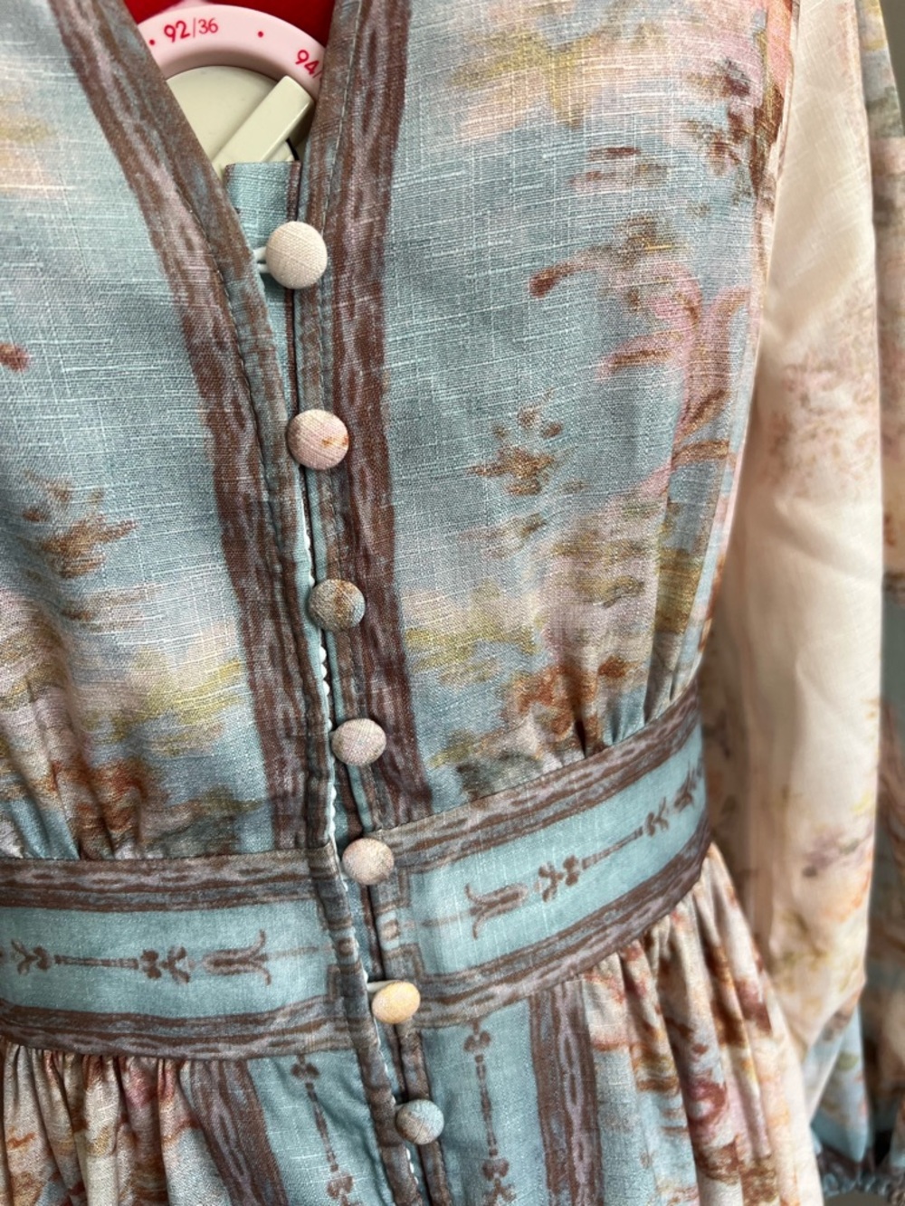 Zimmermann Pastel Floral Button-Front Maxi Dress in Blue and Cream - Picture 7 of 11